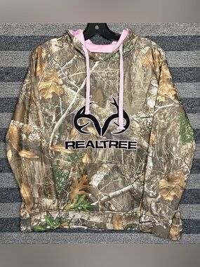 Realtree Mountainaire Forest Camo Performance Hoodie Sweatshirt Women’s XL EUC